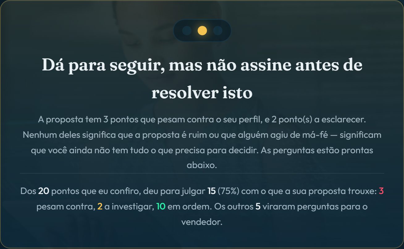 Tela de resultado do Semáforo do Consórcio